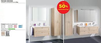 Aanbiedingen Festine badkamermeubelen zwevend compact meubel met spiegelpaneel - Linie - Geldig van 01/08/2018 tot 02/09/2018 bij X2O