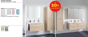 Aanbiedingen Festine badkamermeubelen zwevend dubbel meubel met spiegelpaneel - Linie - Geldig van 01/08/2018 tot 02/09/2018 bij X2O