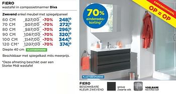 Aanbiedingen Fiero badkamermeubelen zwevend enkel meubel met spiegelpaneel - Storke - Geldig van 01/08/2018 tot 02/09/2018 bij X2O