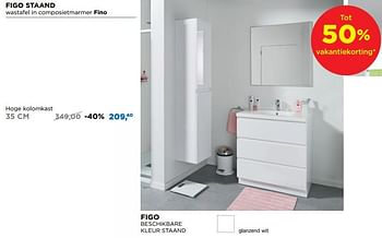 Aanbiedingen Figo badkamermeubelen staand hoge kolomkast - Linie - Geldig van 01/08/2018 tot 02/09/2018 bij X2O