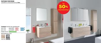Aanbiedingen Matisse badkamermeubelen zwevend compact meubel met spiegelpaneel - Linie - Geldig van 01/08/2018 tot 02/09/2018 bij X2O