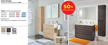 Aanbiedingen Shift badkamermeubelen staand dubbel meubel met spiegelpaneel - Linie - Geldig van 01/08/2018 tot 02/09/2018 bij X2O