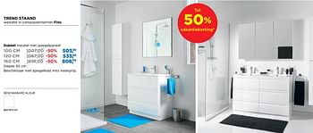 Aanbiedingen Trend badkamermeubelen staand dubbel meubel met spiegelpaneel - Linie - Geldig van 01/08/2018 tot 02/09/2018 bij X2O