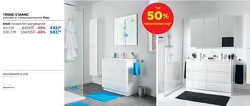 Aanbiedingen Trend badkamermeubelen staand enkel meubel met spiegelpaneel - Linie - Geldig van 01/08/2018 tot 02/09/2018 bij X2O