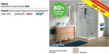 Aanbiedingen Oslo badkamermeubelen staand enkel meubel lichte eik met spiegelpaneel - Storke - Geldig van 01/08/2018 tot 02/09/2018 bij X2O
