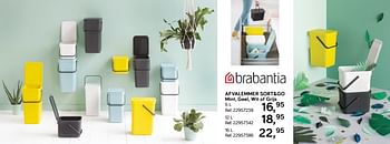Aanbiedingen Afvalemmer sort+go mint, geel, wit of grijs - Brabantia - Geldig van 18/09/2018 tot 23/10/2018 bij Supra Bazar