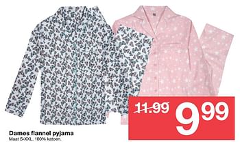 Aanbiedingen Dames flannel pyjama - Huismerk - Zeeman  - Geldig van 29/09/2018 tot 12/10/2018 bij Zeeman