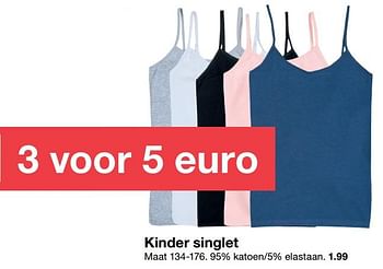 Aanbiedingen Kinder singlet - Huismerk - Zeeman  - Geldig van 29/09/2018 tot 12/10/2018 bij Zeeman