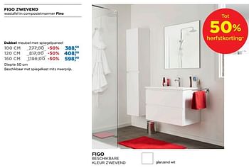 Aanbiedingen Figo zwevend dubbel meubel met spiegelpaneel - Linie - Geldig van 01/10/2018 tot 28/10/2018 bij X2O