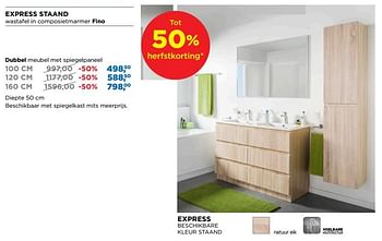 Aanbiedingen Express staand dubbel meubel met spiegelpaneel - Linie - Geldig van 01/10/2018 tot 28/10/2018 bij X2O