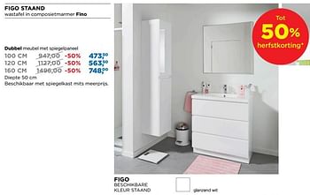 Aanbiedingen Figo staand dubbel meubel met spiegelpaneel - Linie - Geldig van 01/10/2018 tot 28/10/2018 bij X2O