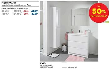 Aanbiedingen Figo staand enkel meubel met spiegelpaneel - Linie - Geldig van 01/10/2018 tot 28/10/2018 bij X2O