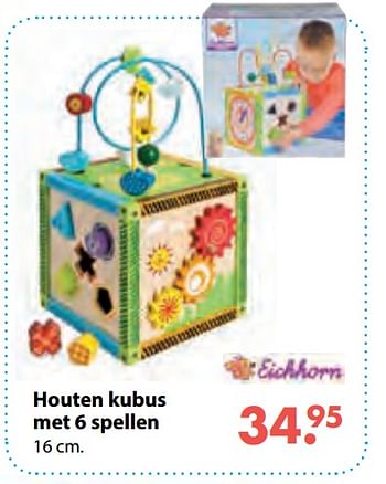 Aanbiedingen Houten kubus met 6 spellen - eichhorn - Geldig van 08/10/2018 tot 06/12/2018 bij Multi Bazar