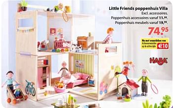 Aanbiedingen Little friends poppenhuis villa - Haba - Geldig van 08/10/2018 tot 06/12/2018 bij Multi Bazar