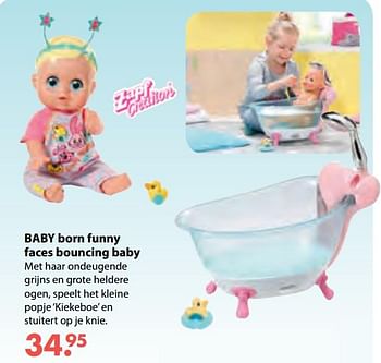 Aanbiedingen Baby born funny faces bouncing baby - Zapf creation - Geldig van 08/10/2018 tot 06/12/2018 bij Multi Bazar
