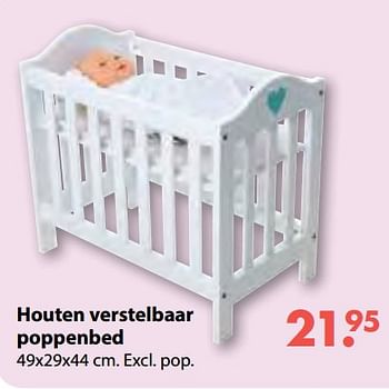 Aanbiedingen Houten verstelbaar poppenbed - Huismerk - Multi Bazar - Geldig van 08/10/2018 tot 06/12/2018 bij Multi Bazar