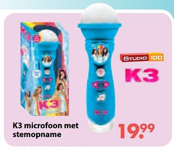 Aanbiedingen K3 microfoon met stemopname - Studio 100 - Geldig van 08/10/2018 tot 06/12/2018 bij Multi Bazar