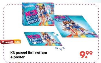 Aanbiedingen K3 puzzel rollerdisco + poster - Studio 100 - Geldig van 08/10/2018 tot 06/12/2018 bij Multi Bazar