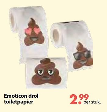 Aanbiedingen Emoticon drol toiletpapier - Huismerk - Multi Bazar - Geldig van 08/10/2018 tot 06/12/2018 bij Multi Bazar