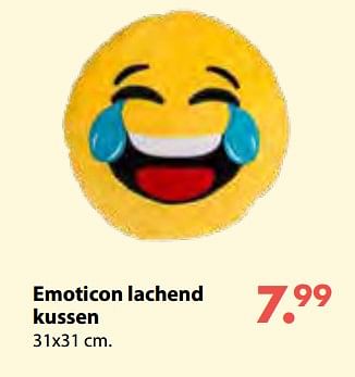 Aanbiedingen Emoticon lachend kussen - Huismerk - Multi Bazar - Geldig van 08/10/2018 tot 06/12/2018 bij Multi Bazar