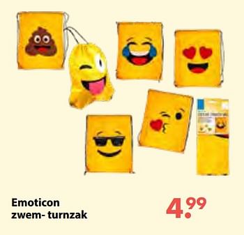 Aanbiedingen Emoticon zwem- turnzak - Huismerk - Multi Bazar - Geldig van 08/10/2018 tot 06/12/2018 bij Multi Bazar