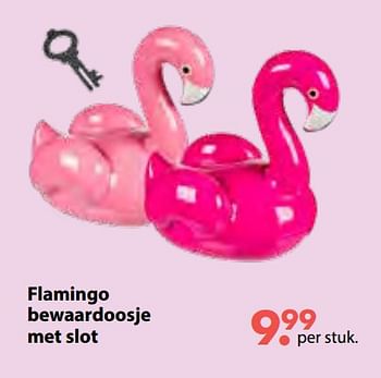 Aanbiedingen Flamingo bewaardoosje met slot - Huismerk - Multi Bazar - Geldig van 08/10/2018 tot 06/12/2018 bij Multi Bazar