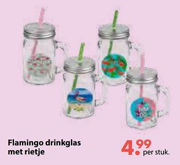 Aanbiedingen Flamingo drinkglas met rietje - Huismerk - Multi Bazar - Geldig van 08/10/2018 tot 06/12/2018 bij Multi Bazar