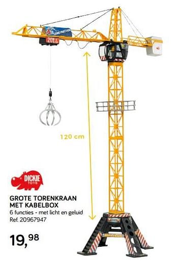 Aanbiedingen Grote torenkraan met kabelbox - Dickie - Geldig van 16/10/2018 tot 11/12/2018 bij Supra Bazar