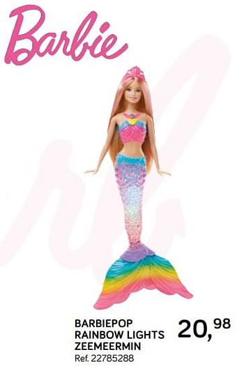 Aanbiedingen Barbiepop rainbow lights zeemeermin - Mattel - Geldig van 16/10/2018 tot 11/12/2018 bij Supra Bazar