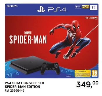 Aanbiedingen Ps4 slim console 1tb spider-man edition - Sony - Geldig van 16/10/2018 tot 11/12/2018 bij Supra Bazar