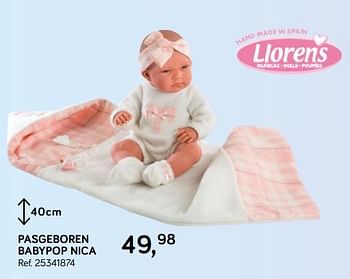 Aanbiedingen Pasgeboren babypop nica - Llorens - Geldig van 16/10/2018 tot 11/12/2018 bij Supra Bazar