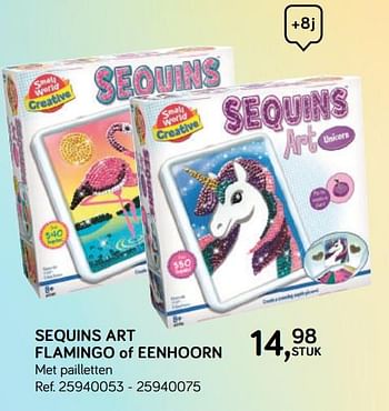 Aanbiedingen Sequins art flamingo of eenhoorn - Small World Creative - Geldig van 16/10/2018 tot 11/12/2018 bij Supra Bazar