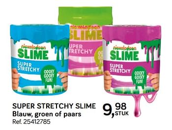 Aanbiedingen Super stretchy slime blauw, groen of paars - Nickelodeon - Geldig van 16/10/2018 tot 11/12/2018 bij Supra Bazar