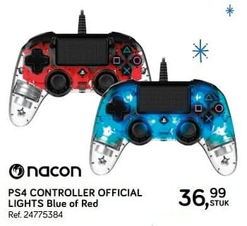 Aanbiedingen Nacon ps4 controller official lights blue of red - Nacon - Geldig van 16/10/2018 tot 11/12/2018 bij Supra Bazar