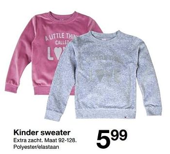 Aanbiedingen Kinder sweater - Huismerk - Zeeman  - Geldig van 27/10/2018 tot 10/11/2018 bij Zeeman