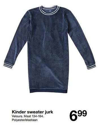 Aanbiedingen Kinder sweater jurk - Huismerk - Zeeman  - Geldig van 27/10/2018 tot 10/11/2018 bij Zeeman