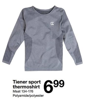Aanbiedingen Tiener sport thermoshirt - Huismerk - Zeeman  - Geldig van 27/10/2018 tot 10/11/2018 bij Zeeman