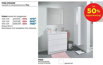 Aanbiedingen Figo staand dubbel meubel met spiegelpaneel - Linie - Geldig van 29/10/2018 tot 01/12/2018 bij X2O