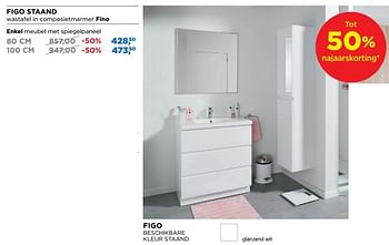 Aanbiedingen Figo staand enkel meubel met spiegelpaneel - Linie - Geldig van 29/10/2018 tot 01/12/2018 bij X2O