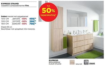 Aanbiedingen Express staand dubbel meubel met spiegelpaneel - Linie - Geldig van 29/10/2018 tot 01/12/2018 bij X2O