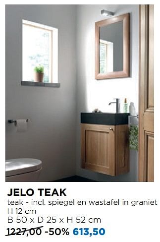 Aanbiedingen Toiletmeubelen jelo teak teak - incl. spiegel en wastafel in graniet - Balmani - Geldig van 29/10/2018 tot 01/12/2018 bij X2O