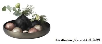 Aanbiedingen Kerstballen glitter 6 stuks - Huismerk - Multi Bazar - Geldig van 05/11/2018 tot 25/12/2018 bij Multi Bazar