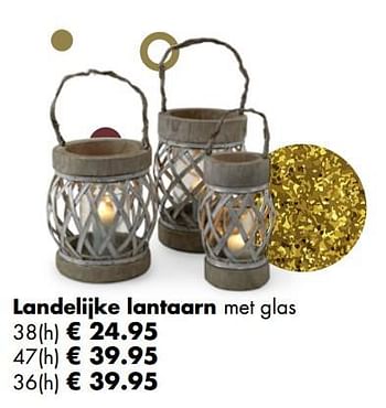 Aanbiedingen Landelijke lantaarn met glas - Huismerk - Multi Bazar - Geldig van 05/11/2018 tot 25/12/2018 bij Multi Bazar