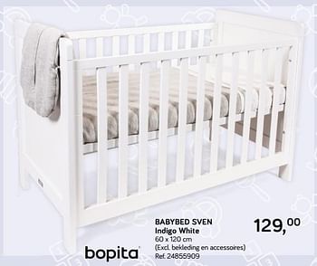 Aanbiedingen Babybed sven indigo white - Bopita - Geldig van 06/11/2018 tot 11/12/2018 bij Supra Bazar