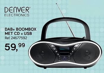 Aanbiedingen Denver electronics dab+ boombox met cd + usb - Denver Electronics - Geldig van 06/11/2018 tot 11/12/2018 bij Supra Bazar