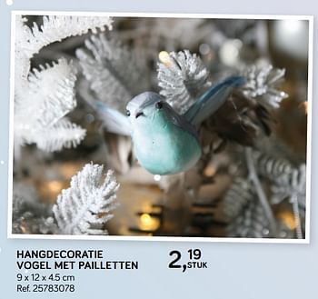 Aanbiedingen Hangdecoratie vogel met pailletten - Huismerk - Supra Bazar - Geldig van 06/11/2018 tot 11/12/2018 bij Supra Bazar