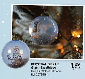 Aanbiedingen Kerstbal diertje glas - staalblauw - Huismerk - Supra Bazar - Geldig van 06/11/2018 tot 11/12/2018 bij Supra Bazar