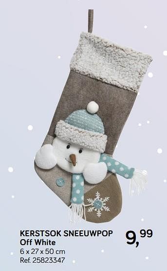 Aanbiedingen Kerstsok sneeuwpop off white - Huismerk - Supra Bazar - Geldig van 06/11/2018 tot 11/12/2018 bij Supra Bazar