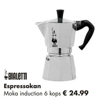 Aanbiedingen Espressokan moka induction 6 kops - Bialetti - Geldig van 25/11/2018 tot 15/12/2018 bij Multi Bazar