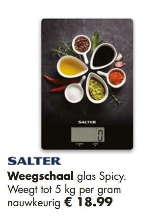 Aanbiedingen Weegschaal glas spicy - Salter - Geldig van 25/11/2018 tot 15/12/2018 bij Multi Bazar